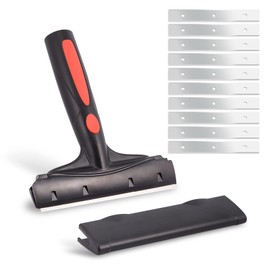 EHDIS Razor Blade Scraper, 6" Scraper Adhesive Remover Tool with 10 Double-Edge Blades for Cleaning Paint, Caulk, Adhesive, Label, Decal, Sticker from Window, Glass, Tile, Floor, Stove Top