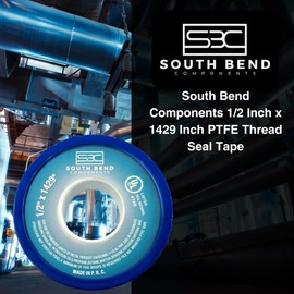 South Bend Components 1/2 Inch x 1429 Inch 70885 PTFE Thread Seal Tape – Teflon Tape for Plumbing, Gas, Water, and Air Systems | Leak-Proof, Durable Thread Tape for Metal and Plastic Pipes (3-Pack)