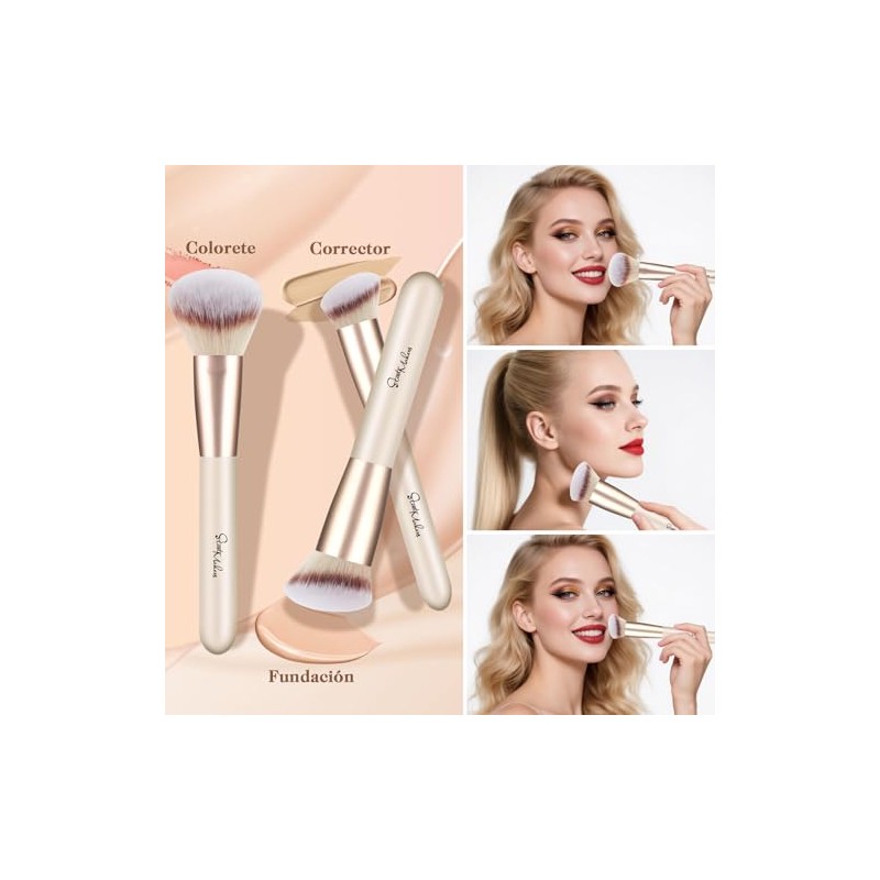 Start Makers 3pcs Brochas Maquillaje Corrector Rubor Base Contorno Suaves
