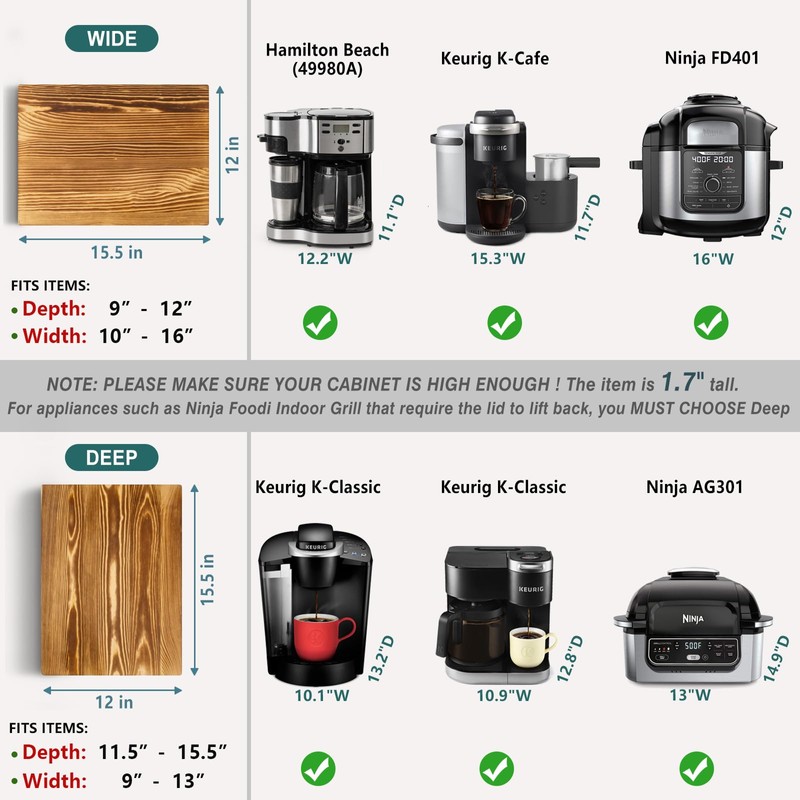 ANBOXIT Appliance Slider, Wooden Sliding Tray for Coffee Maker, Coffee