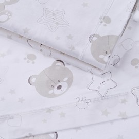 Italbaby 020.1000-002 Set Da 3 Lenzuoline Per Lettino In Puro Cotone E Made In Italy, color Grigio, 3 Unità