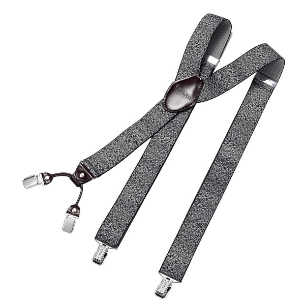 DonDon Men's Braces Extra Strong 3.5 cm Wide with 4