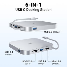USB-C Dock for Mac mini M4 – 4K HDMI, 5Gbps USB-A, USB-C Data, SD/TF Reader, Perfect for 2024 Mac mini M4 & M4 Pro