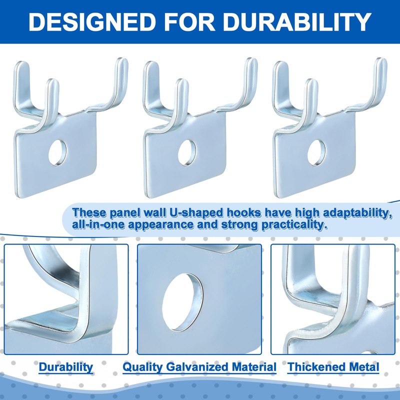 Tandefio Pegboard Hooks Metal Prong Hook Peg Board for Hanging