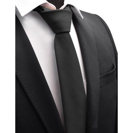 GUSLESON 8cm Black Tie for Wedding Solid Cotton Suit Tie Mens Formal Necktie for Business (1032-16)