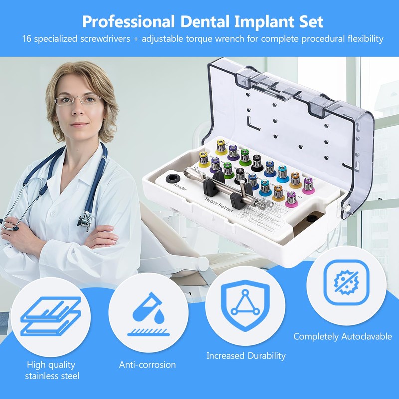 Dental Implant Torque Wrench Universal Kit Fully Autoclavable Color IdentificationTorque