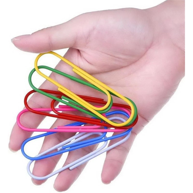 Clips de papel grandes, 50 clips de papel gigantes, multicolores,