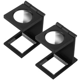 2 x Thread Counter, Mini Magnifying Glass, 10x Magnification, Mini Folding Magnifier Scale and Thread Counting Function for Precise Work in the Watch Industry, Jewellery and Sewing