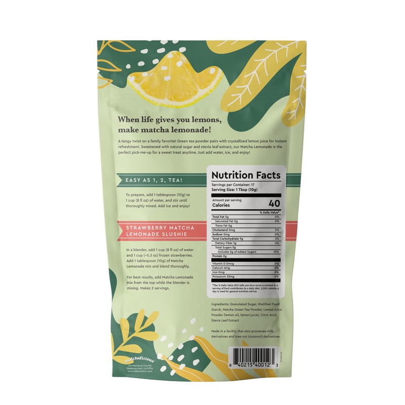 Matchalicious Matcha Lemonade Premium Japanese Green Tea Powder & REAL