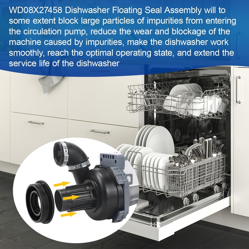 WD08X27458 Dishwasher Floating Seal Assembly for GE Hotpoint Haier DDT700SBN
