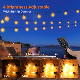 UooEA Lichterkette Außen mit Timer, 15M LED Lichterkette Strom Outdoor mit 25+2 G40 Glühbirnen, 4 Modus und Dimmbar Lichterkette Wasserdicht für Garten Balkon Terrasse Party Hochzeit (Warmweiß)