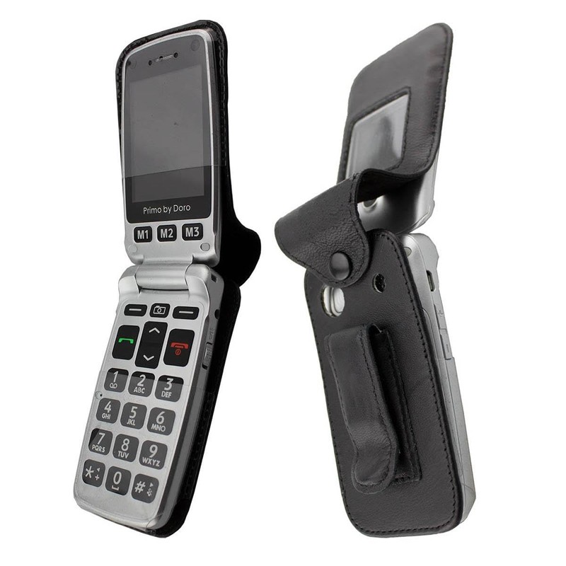 caseroxx Leather-Case with belt clip for Doro Primo 413 made