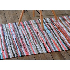 Cotton Rag Rug 24x36'' | 2x3' Multicolor Area Rugs- Hand Woven Washable & Reversible for Living Room Kitchen Entryway Throw Rug with Tassel (Multi)