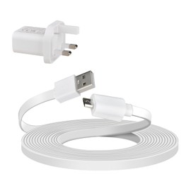 VIEWZONE Charge Cable Compatible with Ring Indoor Cam(2nd Gen), 6m Power Cable with Wall Plug to Power Security Camera Continuously, White