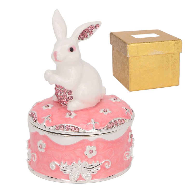 Trinket Box Exquisite Cute Bunny Shape Magnetic Design Zinc Alloy