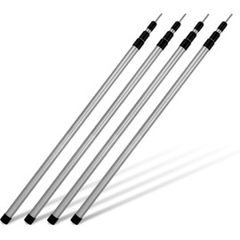 Telescopic Pole Support Pole Made of Aluminium in Various Lengths from 76 cm to 300 cm – 3 Segments for Tent, Tarp, Awning or Tarpaulin, Colour 4 Pieces, Size 94-240 cm