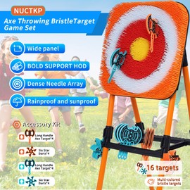 NUCTKP Axe Throwing Mane Target with 8 Axes 8 Darts Set, Outdoor Axe Throwing Game (Orange)