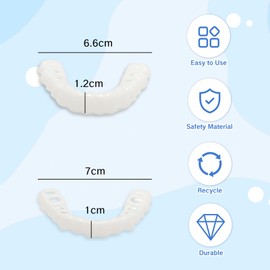 YAFIYGI 3 Pairs Fake Dentures Temporary Denture Teeth Snap-On Top and Bottom Teeth Covers for Men and Women Instant Confidence Smile Fix Easy-to-Use Fake Teeth for Missing or Broken