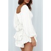 Meenew Women's Off Shoulder Romper Double Layer Ruffle Hem Waist