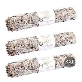 3 x White Sage Premium Incense Bundles XL - 22 cm Smudge Sticks, for Spiritual Room Cleaning, Rituals, Relaxation, Incense from California