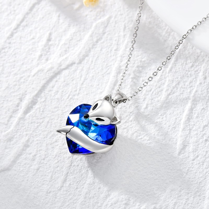 AOBOCO - Collar con colgante de zorro de plata de