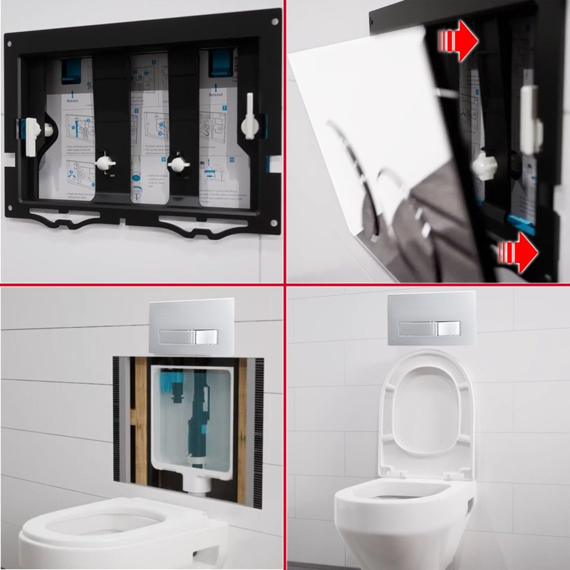 SPARES2GO Luxury Concealed Toilet Cistern Flush Plate Kit for Wall