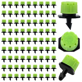 VooGenzek 90 Pieces Adjustable Watering Dripper Sprinkler, Plastic Micro Flow Sprinkler for Irrigation, Drip Irrigation, 8-Hole Anti-Clogging Emitter Dripper for Garden, Lawn, Green