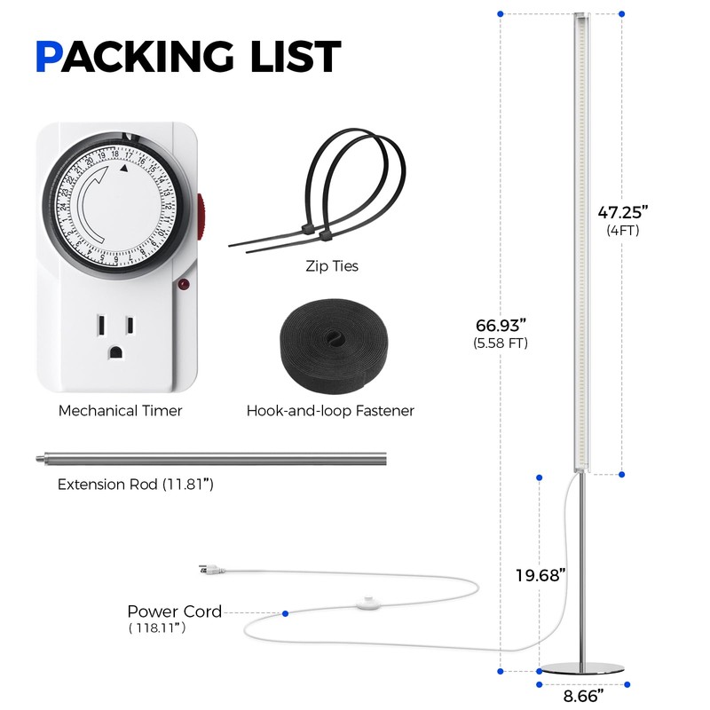 Barrina T1S Standing Grow Light for Indoor Plants with Timer,
