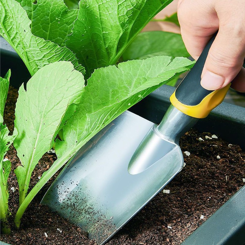 Gardening Shovel Yellow Digging Trowel for Lawn Planting Alloy Spade