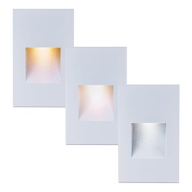 TUMUPSM LED Step Lights - Outdoor/Indoor 12V Stair Lights, 3 Color Adjustable 4W, 150LM IP66 Waterproof for Steps, 3-Pack