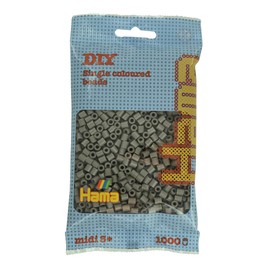 HAMA – Sacchetto di perline da stiro grigio topo – 1000 perline midi 5 mm – Ricarica fai da te per bambini dai 5 anni