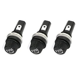 3 x Fuse Holder for Glass and Ceramic Fuses, 5 x 20 mm, Fuse Holder, black