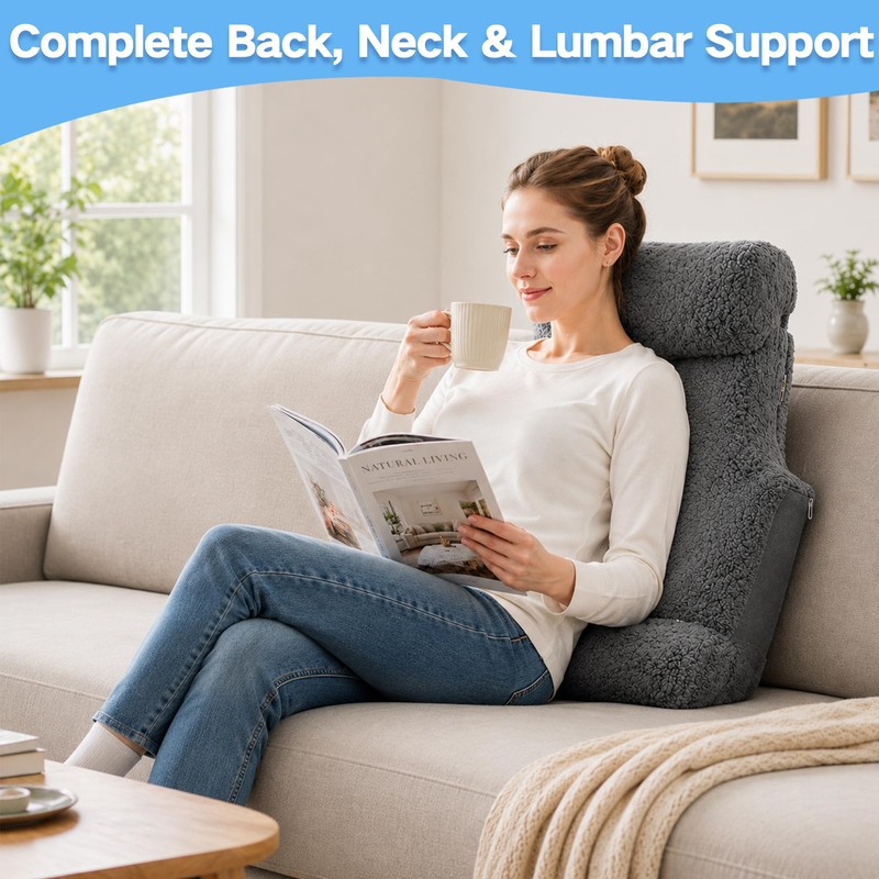 3-in-1 Lumbar Support Pillow with Headrest for Recliner, Memory Foam
