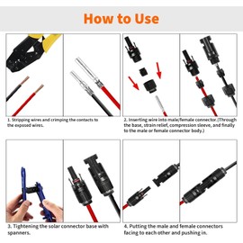 10 Pairs Solar Connectors with 2 Spanners, Solar Panel Cable Connectors Male/Female Waterproof IP67, MC4 1000V 30A Connecters