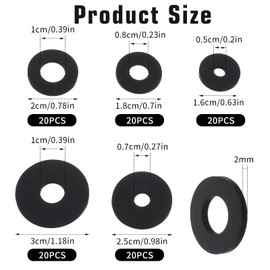 100Pcs Black Flat Rubber Washers Assortment Kit with Box, Vibration Absorbing Pads Sealing Rubber Washers, 5 Sizes (16/18/20/25/30mm) Rubbers Washer Plumbing for Garden Hose, Bolts, Screws