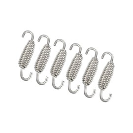 ACROPIX 6 Pcs 55mm 2.17" Motorcycle Muffler Exhaust Pipe Spring Universal Stainless Steel Silver Tone Car Parts