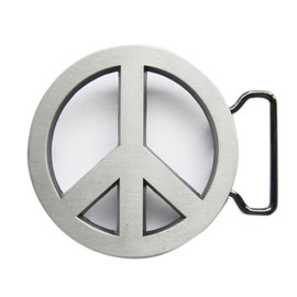 Antique Silver Peace Symbol Love Sign Belt Buckle for Men