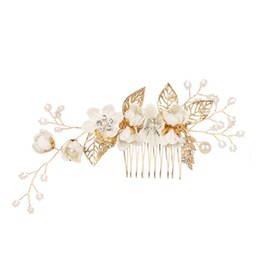 Wedding Hair Comb Rhinestone Clip Headpiece Crystal Bridal Hair Accessories (White)