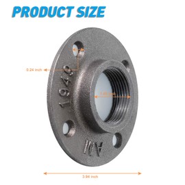 1-1/4" Floor Flange, Home TZH 4 Pack Malleable iron Pipe Flange for Industrial vintage style, Flanges with Threaded Hole for DIY Project/Furniture/Shelving Decoration (4, 1 1/4")