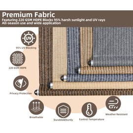 Patio Shades Roll Up Outdoor Roller Shade,Patio Blinds Roll Up Outdoor Exterior Cordless Sunshade for Patios Porch Gazebo Pergola Backyard Deck Privacy Screen Protection UV Sun Blocking 8ft Wide x 8 H