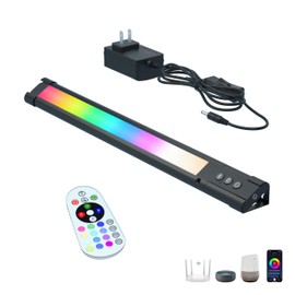 Barra de luz LED con control remoto, luz RGB inteligente debajo del computadora, barra de iluminación blanca y multicolor para debajo del gabinete, funciona con Alexa, Google, aplicación para