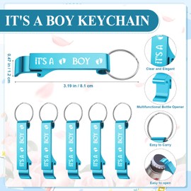 Maxcheck 50 Sets Baby Shower Bottle Opener Favors Includes It's a Boy Keychain Blue Bottle Opener Keychains with Thank You Tags and Organza Bags for Baby Shower Party Favors Return Gifts for Guest