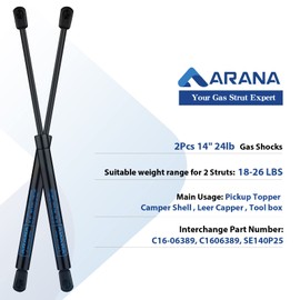 ARANA C16-06389 C16-33275 14 inch Gas Struts Spring Shocks, C16-28554 14" 24Lb Prop Lift Support for Truck Leer Camper Shell are Cap Topper Door Replacement Canopy Tool Box Lid,2 Pcs