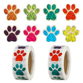 1000Pcs Dog Paw Stickers, Paw Print Sticker 1 Inch Self-Adhesive Glittery Puppy Stickers for Books Laptops Bottles Envelope DIY Crafts Supplies