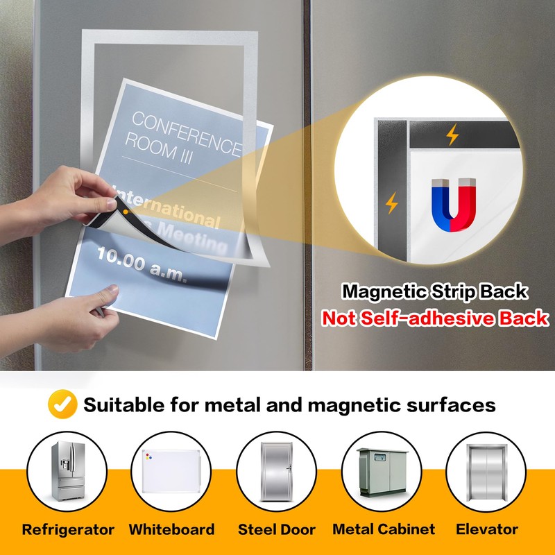 VAIIGO A4 Magnetic Sign Holder for Fridge, 10Pack Magnetic Display