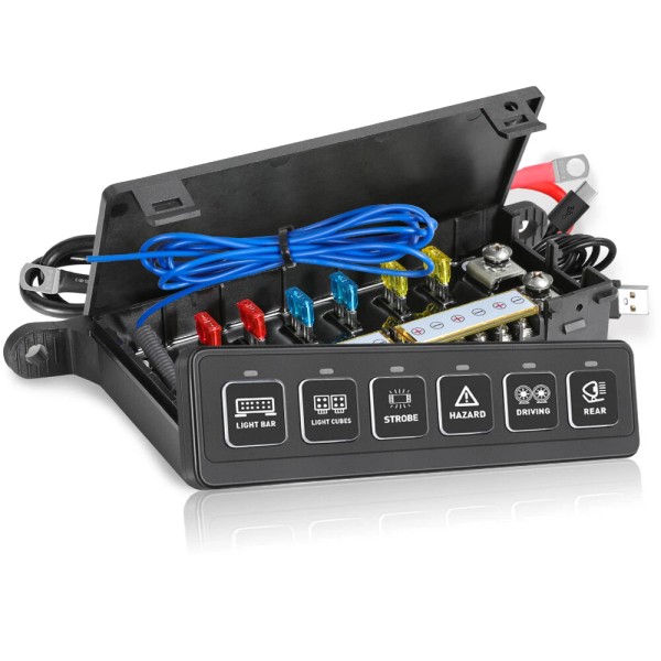 Wireless 6 Gang Switch Panel LED Light Bar Circuit Control