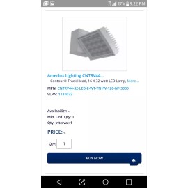 AMERLUX LIGHTING NEW - Amerlux Lighting Contour Vertical 4×4 LED TRACK WALL WASH FIXTURE HEAD