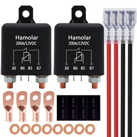 Hamolar - Interruptor de relé de 12 V CC 200 amperios para arrancador de coche, carga dividida de alta resistencia, con 6 terminales de 1/4 para camión, barco marino