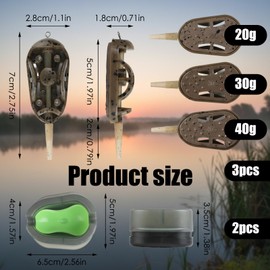 Method Feeders Fishing Carp, 5-Piece Method Feeder Set with Quick Release Mould, Inline Feeders for Pellet Bait, Long-Distance Casting Carp Weights for Saltwater and Freshwater Fishing