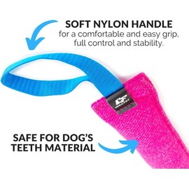 Bull Fit Dog Tug Toy 30 cm with Strong Handle - Made of Durable & Tear-Resistant French Linen - Ideal for Tug of War, Fetch & Puppy Training of Medium to Large Dogs - Firmly Stitched Dog Pull Toy